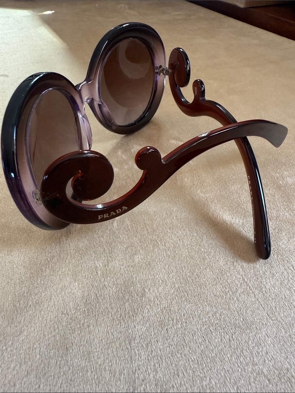 Prada Oversized Round Sunglasses in Translucent Purple - Picture 9 of 10